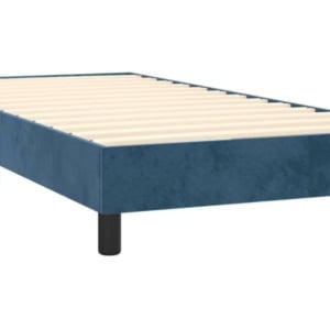 Cadru de pat boxspring 17 Stories, poliester/lemn, albastru inchis, 203 x 90 x 25 cm