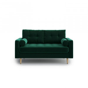 Canapea cu 2 locuri, lemn masiv, verde, 85,00 x 148 x 92 cm - Img 3