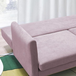 Canapea extensibilă Triplo cu 3 locuri, din catifea roz - Img 4