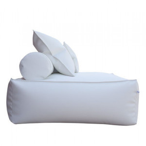 Canapea Panama, piele ecologoca, alb, 110 x 110 x 90 cm - Img 2