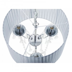 Candelabru Darian, metal/acril/tesatura, gri/transparent/argintiu, 47 x 40 x 110 cm
