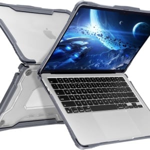 Carcasa de protectie pentru MacBook Air M2 A2681 2024 BlueSwan, TPU, transparent/gri, 13,6 inchi