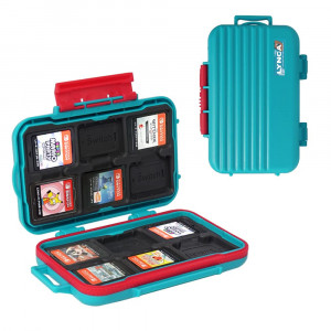 Carcasa pentru carduri de memorie LYNCA, ABS, albastru/rosu