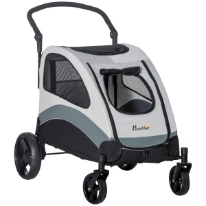 Carucior caini talie medie cu 4 roti, plasa Oxford, otel, 107x67x102cm, Gri - Verificat A · Re-Bloom