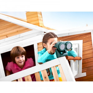 Casa de joaca pentru copii Georgina, lemn masiv, maro/alb/verde, 288 x 193 x 432 cm - Img 2