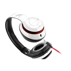 Casti audio fara fir GoGEN HBTM 41WR, Bluetooth, radioFM incorporat, microfon, alb cu rosu - Img 1