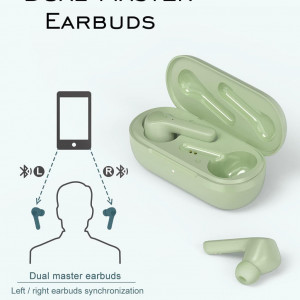 Casti audio Wireless GRV, cu microfon, verde, Bluetooth 5.0 - Img 2