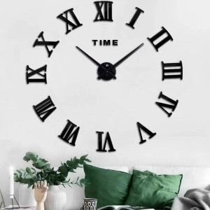 Ceas de perete 3D Timelike, metal/plastic, negru, 80 cm - Img 2