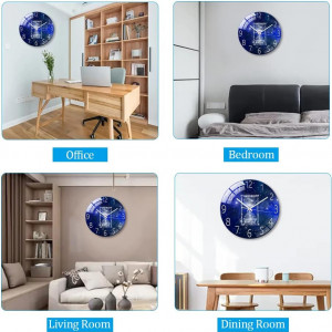Ceas de perete Cooltto, sticla/metal, albastru inchis/alb, 26 x 26 x 0,4 cm - Img 4