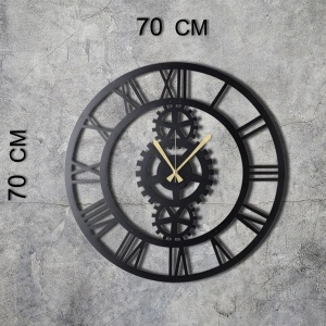 Ceas decorativ de perete din metal 100%, 70x70 cm, grosime 2mm, design modern, negru - Verificat A · Re-Bloom - Img 5