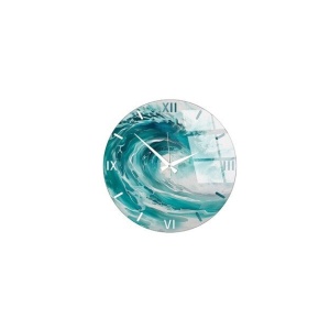 Ceas decorativ de perete Re-Bloom, sticla, albastru/alb, 40 cm