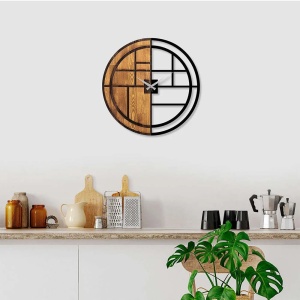 Ceas decorativ de perete Wallity, lemn, 56x3x56cm, Maro/Negru - Verificat A · Re-Bloom - Img 2