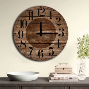 Ceas decorativ de perete Wallxpert, MDF, Φ50cm, Maro/Negru - Verificat A · Re-Bloom - Img 2