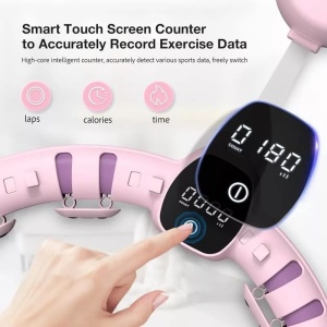 Cerc inteligent Bubbacare Hula Hoop,16 sectiuni detasabile, afisaj digital, roz, 121 cm
