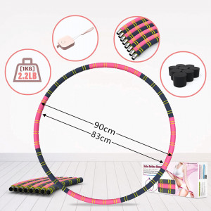 Cerc pentru fitness MpioLife, roz/negru, otel inoxidabil/bumbac, 90 cm - Img 6