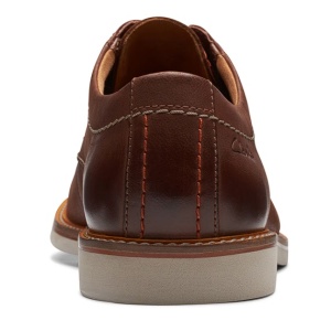 Clarks, Pantofi derby din piele cu varf rotund Atticus, Maro, 43, Resigilat, Grad A - Img 4