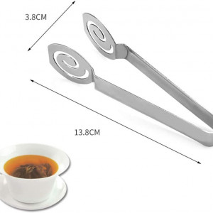 Cleste de servire pentru ceai Youfui, argintiu, otel inoxidabil, 13,8 x 3,8 cm - Img 5