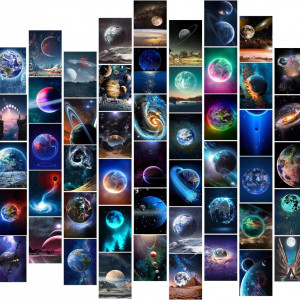 Colaj foto TUNAON, 70 piese, model planete, carton, multicolor, 10 x 15 cm - Img 1