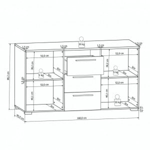 Comoda mare Alverno sticla/PAL/plastic, maro/alb, 160 x 86 x 40 cm - Img 3