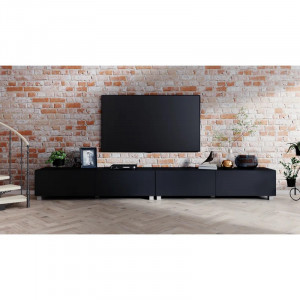 Comoda TV 4HouseDesign, MDF, negru, 30 x 240 x 35 cm