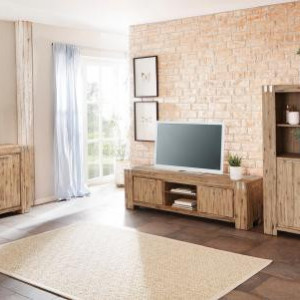 Comoda TV Basano by Home Affaire, lemn masiv, salcam/ natur, 52 x 176 x 45 cm - Img 2
