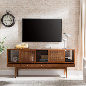 Comoda TV Credenza, lemn masiv/MDF, maro, 178 x 76 x 43 cm - Img 3
