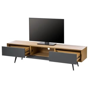 Comoda TV Danica, MDF/metal, natur/gri inchis mat, 180 x 45 x 40 cm