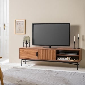 Comoda TV Knivs, MDF/metal, maro inchis/negru, 160 x 50 x 40 cm