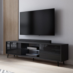 Comoda TV Lefyr, MDF, negru, 140 x 40,5 x 31,3 cm - Img 4