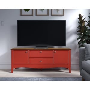 Comoda TV Lissabon, lemn masiv de pin, rosu, 140 x 58 x 42 cm