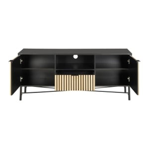 Comoda TV Madrid, bambus/metal/MDF, natur/negru, 143 x 60 x 40 cm