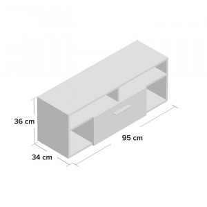Comoda TV Mcnaughton, 36x95x34 cm, alb/beton - Img 2