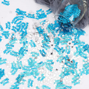 Confetti "HAPPY BIRTHDAY" Hileyu, albastru, plastic, 40 g - Img 5