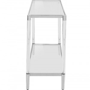 Consola Ceadda by Leonique, picioare din sticla si metal/blat din sticla, argintiu, 130 x 40 x 75 cm
