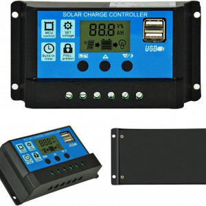 Controller inteligent pentru panoul solar EPEVER, ecran LCD, 20A 12V/24V, negru/albastru, 14,8 x 7,8 x 3,5 cm