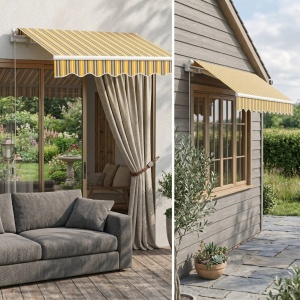 Copertina de soare retractabila Re-Bloom, aluminiu/metal/poliester, 350x250 cm, brate, deschidere manuala cu manivela 148 cm, galben/gri - Verificat A · Re-Bloom - Img 5