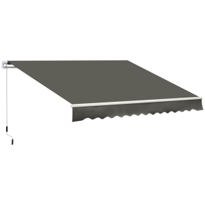 Copertina retractabila de exterior Re-Bloom, aluminiu/metal/poliester, 350x250 cm, deschidere manuala cu manivela, gri - Verificat A · Re-Bloom