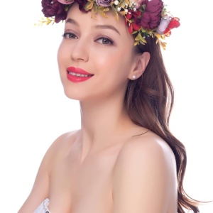 Coronita pentru dama Tiehan, model floral, matase, multicolor