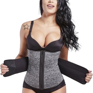 Corset modelator pentru dama FeelinGirl, neopren/nailon, gri/negru