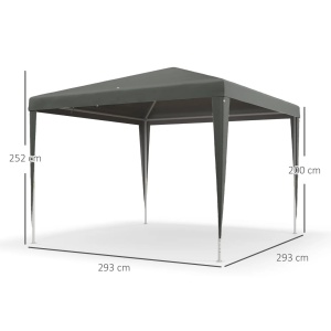 Cort de gradina portabil Re-Bloom, otel/PE, 293x293 cm, inaltime acoperis 252 cm, anti UV, 4 franghii + 8 tarusi inclusi, gri - Verificat A · Re-Bloom - Img 2