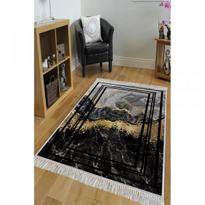 Covor Lindy, textil, gri/auriu/negru, 80 x 120 cm - Img 4