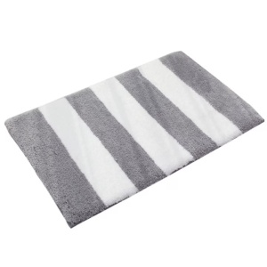 Covoras de baie antiderapant Chakme, microfibra, alb/gri, 43 x 61 cm