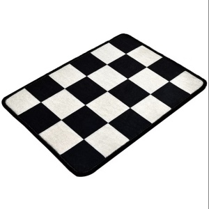 Covoras de baie, poliester 100%, 40x60 cm, antiderapant, antialergic, alb/negru - Verificat A · Re-Bloom