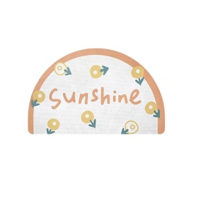 Covoras de baie ShengOu, cauciuc/poliester, portocaliu/alb/verde, 60 x 40 cm