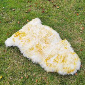 Covoras de blana DERWENT, piele naturala de oaie, alb afumat, 60 x 90 cm - Img 6