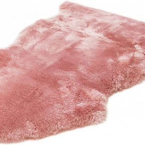 Covoras de blana DERWENT, piele naturala de oaie, roz, 60 x 90 cm - Img 4
