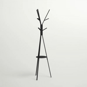 Cuier Addilynn, metal/lemn, negru, 45 x 45 x 180 cm