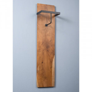 Cuier de perete Ariya, lemn masiv/metal, maro/negru, 110 x 25 x 20 cm