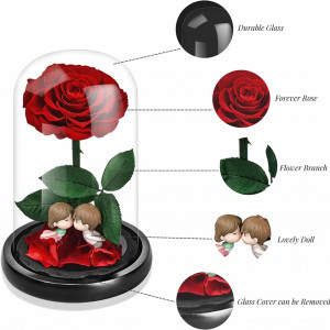 Cupola cu trandafir Gobran, sticla, rosu/verde/negru, 21,5 x 14,3 cm - Img 6