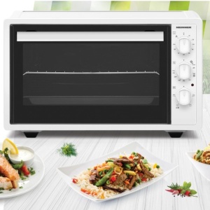 Cuptor electric Heinner HCE-S37WH, 1650W, capacitate 37l, 220°C, 4 functii de gatire, timer, grill, accesorii: gratar si tava de copt, Alb, LIPSA AMBALAJ ORIGINAL, 1 AN GARANTIE - Img 2